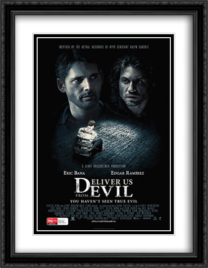 Deliver Us From Evil 28x36 Black Ornate Wood Framed Movie Poster with Double Matting