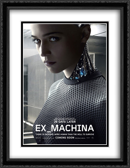 Ex Machina 28x36 Black Ornate Wood Framed Movie Poster with Double Matting