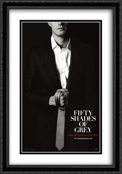 Fifty Shades of Grey 28x40 Black Ornate Wood Framed Movie Poster with Double Matting