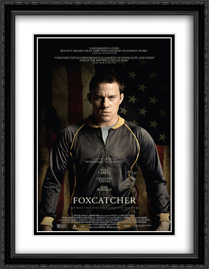 Foxcatcher 28x36 Black Ornate Wood Framed Movie Poster with Double Matting