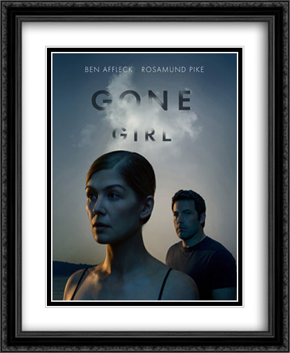 Gone Girl 28x34 Black Ornate Wood Framed Movie Poster with Double Matting