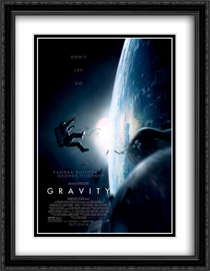 Gravity 28x36 Black Ornate Wood Framed Movie Poster with Double Matting
