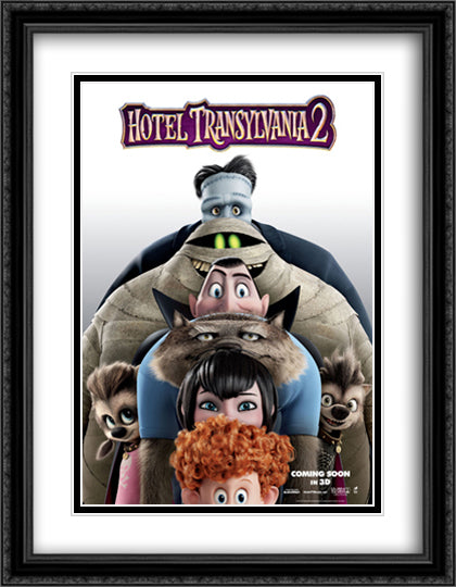 Hotel Transylvania 2 28x36 Black Ornate Wood Framed Movie Poster with Double Matting