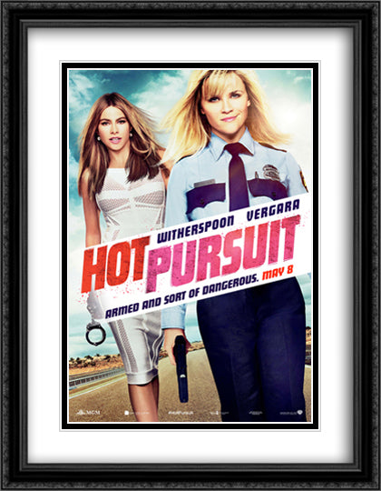 Hot Pursuit 28x36 Black Ornate Wood Framed Movie Poster with Double Matting