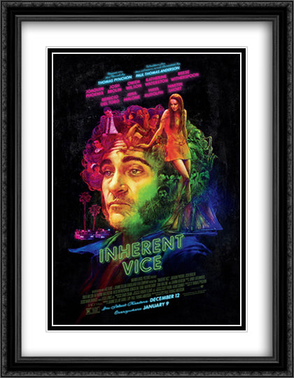Inherent Vice 28x36 Black Ornate Wood Framed Movie Poster with Double Matting
