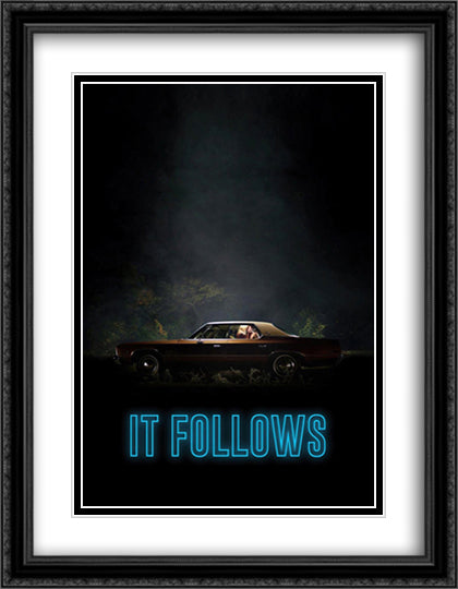It Follows 28x36 Black Ornate Wood Framed Movie Poster with Double Matting