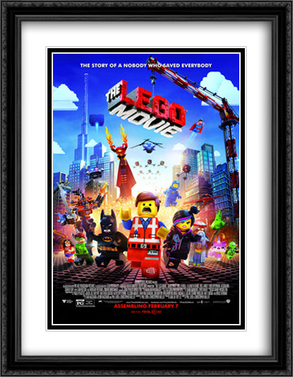 The Lego Movie 28x36 Black Ornate Wood Framed Movie Poster with Double Matting