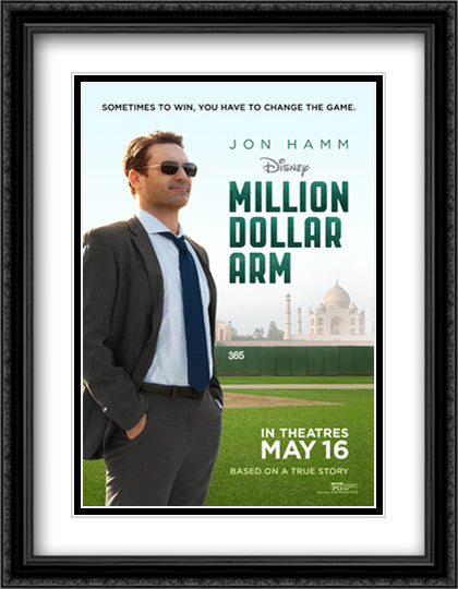 Million Dollar Arm 28x36 Black Ornate Wood Framed Movie Poster with Double Matting