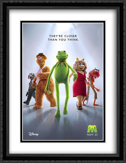 Muppets Most Wanted 28x36 Black Ornate Wood Framed Movie Poster with Double Matting