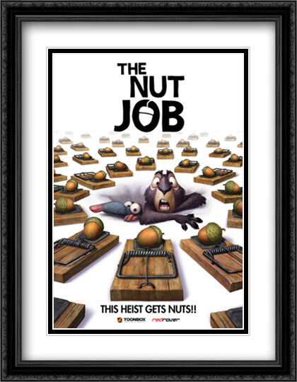 The Nut Job 28x36 Black Ornate Wood Framed Movie Poster with Double Matting