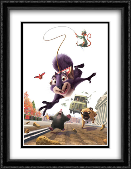 The Nut Job 28x36 Black Ornate Wood Framed Movie Poster with Double Matting