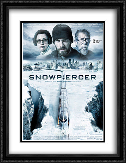 Snowpiercer 28x36 Black Ornate Wood Framed Movie Poster with Double Matting