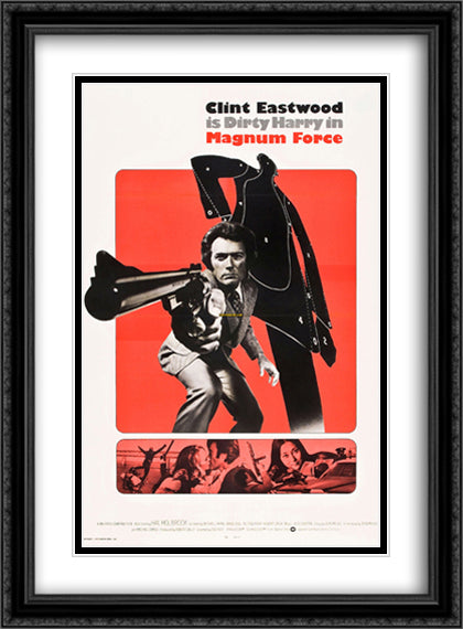 Magnum Force Dirty Harry 28x38 Black Ornate Wood Framed Movie Poster with Double Matting