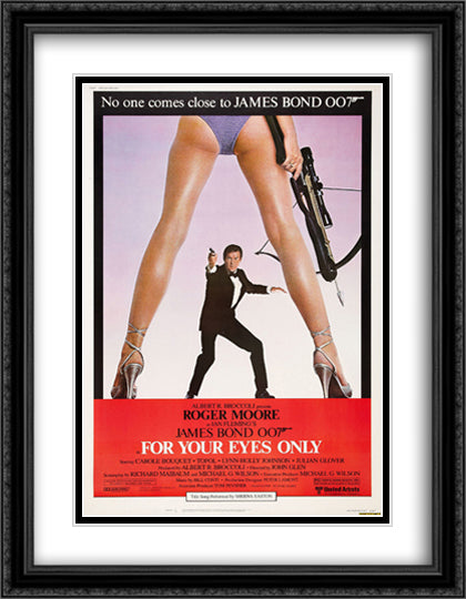 James Bond 007 For Your Eyes Only 28x36 Black Ornate Wood Framed Movie Poster with Double Matting