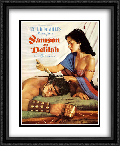 Samson and Delilah 28x34 Black Ornate Wood Framed Movie Poster with Double Matting