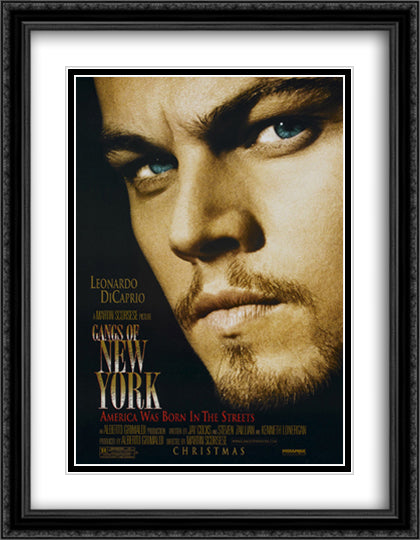 Gangs of New York 28x36 Black Ornate Wood Framed Movie Poster with Double Matting