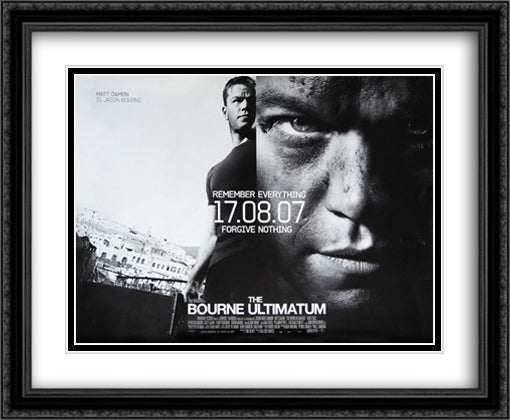 The Bourne Ultimatum 34x28 Black Ornate Wood Framed Movie Poster with Double Matting