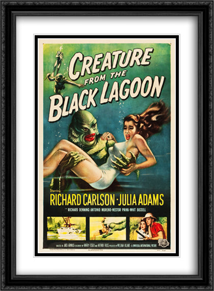 Creature from the Black Lagoon 28x38 Black Ornate Wood Framed Movie Poster with Double Matting