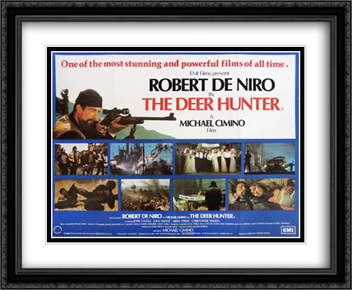 The Deer Hunter 34x28 Black Ornate Wood Framed Movie Poster with Double Matting