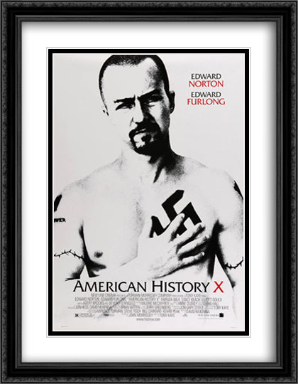 American History X 28x36 Black Ornate Wood Framed Movie Poster with Double Matting