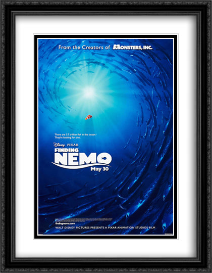 Finding Nemo 28x36 Black Ornate Wood Framed Movie Poster with Double Matting