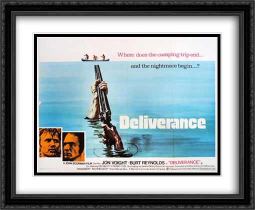Deliverance 34x28 Black Ornate Wood Framed Movie Poster with Double Matting