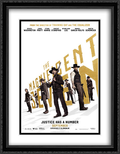 The Magnificent Seven 28x36 Black Ornate Wood Framed Movie Poster with Double Matting
