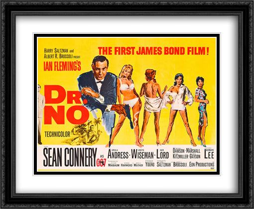 James Bond 007 Dr. No 34x28 Black Ornate Wood Framed Movie Poster with Double Matting