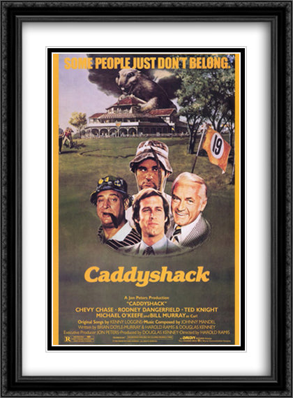 Caddyshack 28x38 Black Ornate Wood Framed Movie Poster with Double Matting