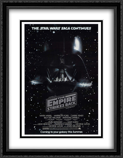 The Empire Strikes Back 28x36 Black Ornate Wood Framed Movie Poster with Double Matting