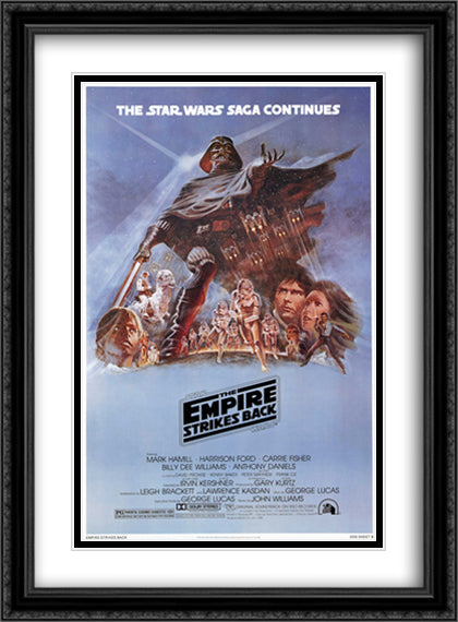 The Empire Strikes Back 28x38 Black Ornate Wood Framed Movie Poster with Double Matting