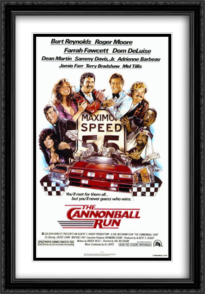 The Cannonball Run 28x40 Black Ornate Wood Framed Movie Poster with Double Matting