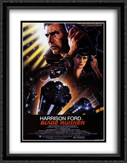 Blade Runner 28x36 Black Ornate Wood Framed Movie Poster with Double Matting