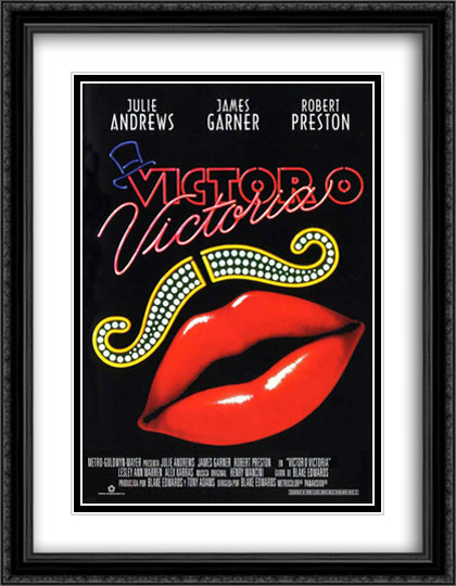 Victor Victoria 28x36 Black Ornate Wood Framed Movie Poster with Double Matting