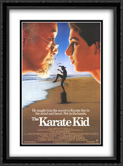 The Karate Kid 28x38 Black Ornate Wood Framed Movie Poster with Double Matting