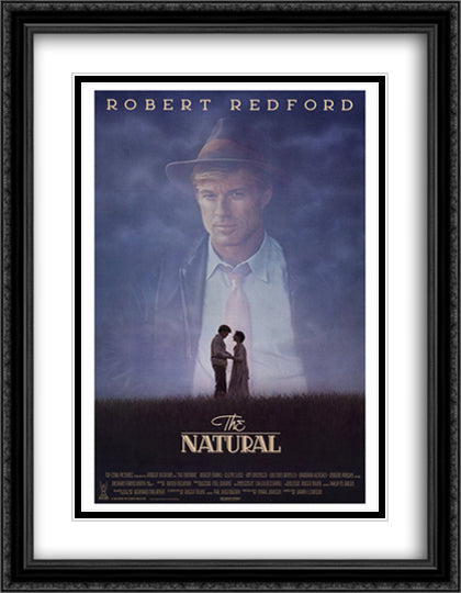 The Natural 28x36 Black Ornate Wood Framed Movie Poster with Double Matting