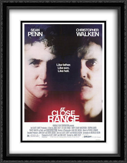 At Close Range 28x36 Black Ornate Wood Framed Movie Poster with Double Matting