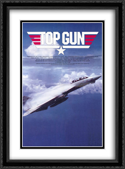 Top Gun 28x38 Black Ornate Wood Framed Movie Poster with Double Matting