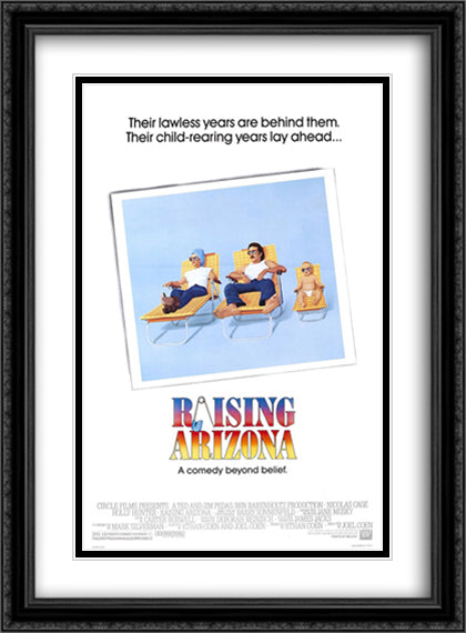 Raising Arizona 28x38 Black Ornate Wood Framed Movie Poster with Double Matting