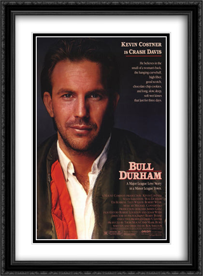 Bull Durham 28x38 Black Ornate Wood Framed Movie Poster with Double Matting
