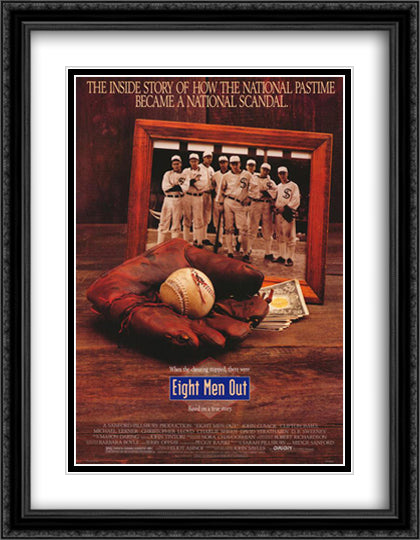 Eight Men Out 28x36 Black Ornate Wood Framed Movie Poster with Double Matting