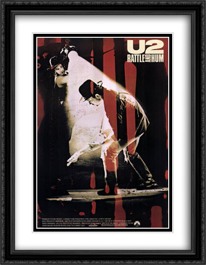 U2 Rattle and Hum 28x36 Black Ornate Wood Framed Movie Poster with Double Matting
