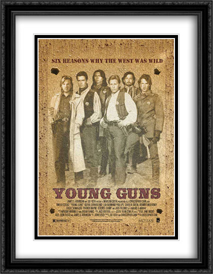 Young Guns 28x36 Black Ornate Wood Framed Movie Poster with Double Matting