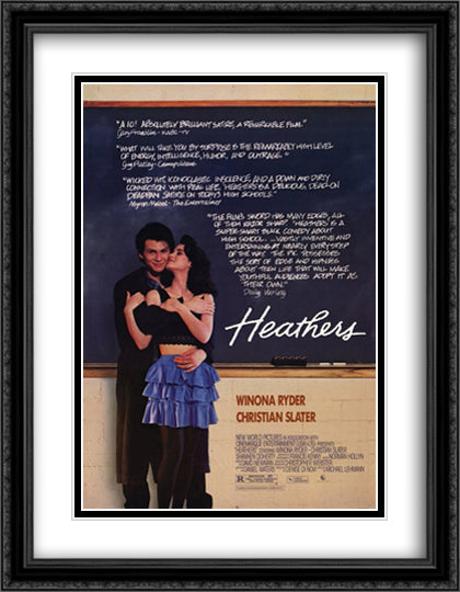 Heathers 28x36 Black Ornate Wood Framed Movie Poster with Double Matting