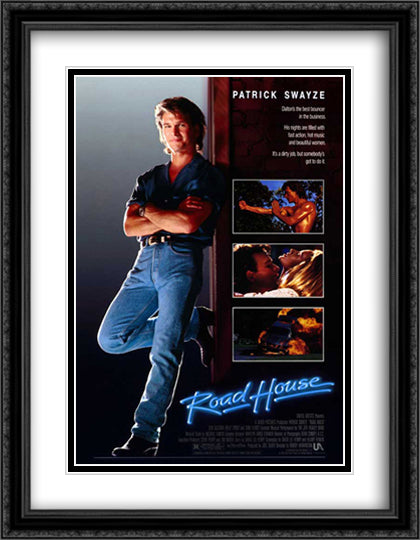 Road House 28x36 Black Ornate Wood Framed Movie Poster with Double Matting