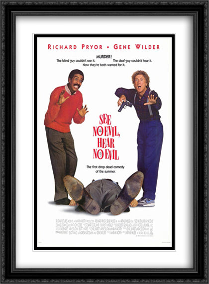 See No Evil, Hear No Evil 28x38 Black Ornate Wood Framed Movie Poster with Double Matting