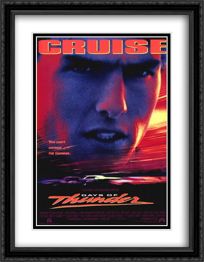 Days of Thunder 28x36 Black Ornate Wood Framed Movie Poster with Double Matting