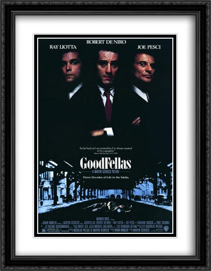 Goodfellas 28x36 Black Ornate Wood Framed Movie Poster with Double Matting