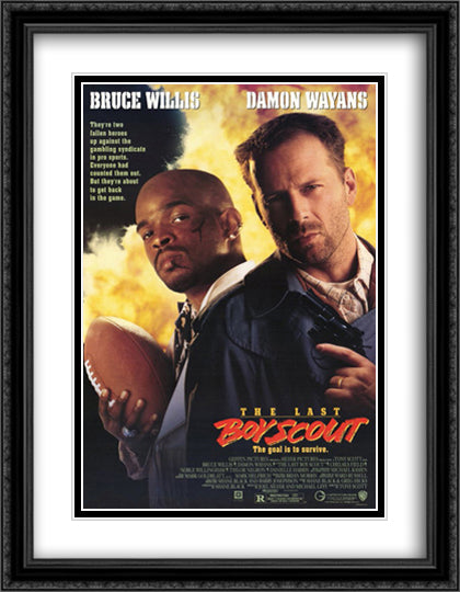 The Last Boyscout 28x36 Black Ornate Wood Framed Movie Poster with Double Matting