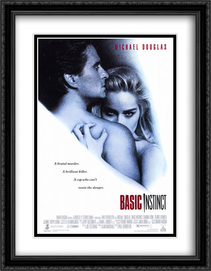 Basic Instinct 28x36 Black Ornate Wood Framed Movie Poster with Double Matting